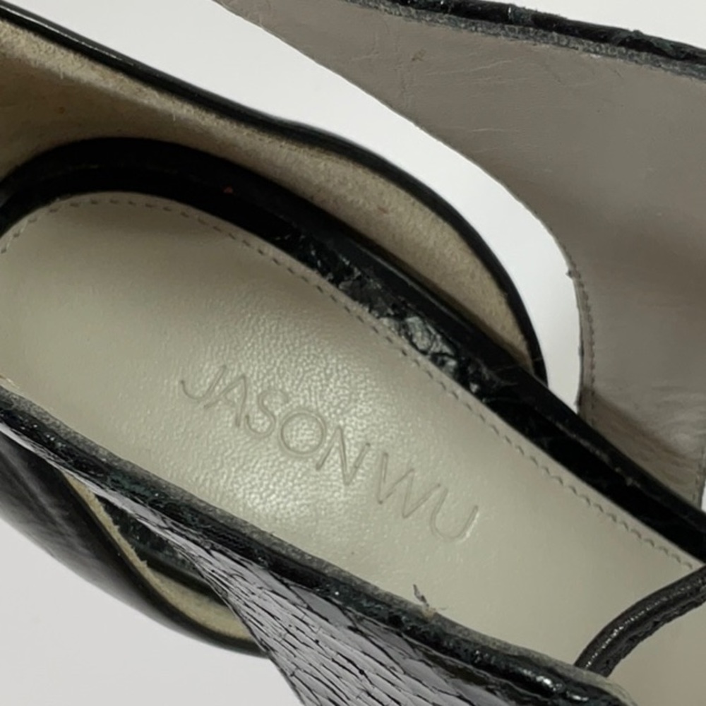 Jason Wu Runway Billie Snake Print Leather Cutout High Heel Sandals - Picture 9 of 10